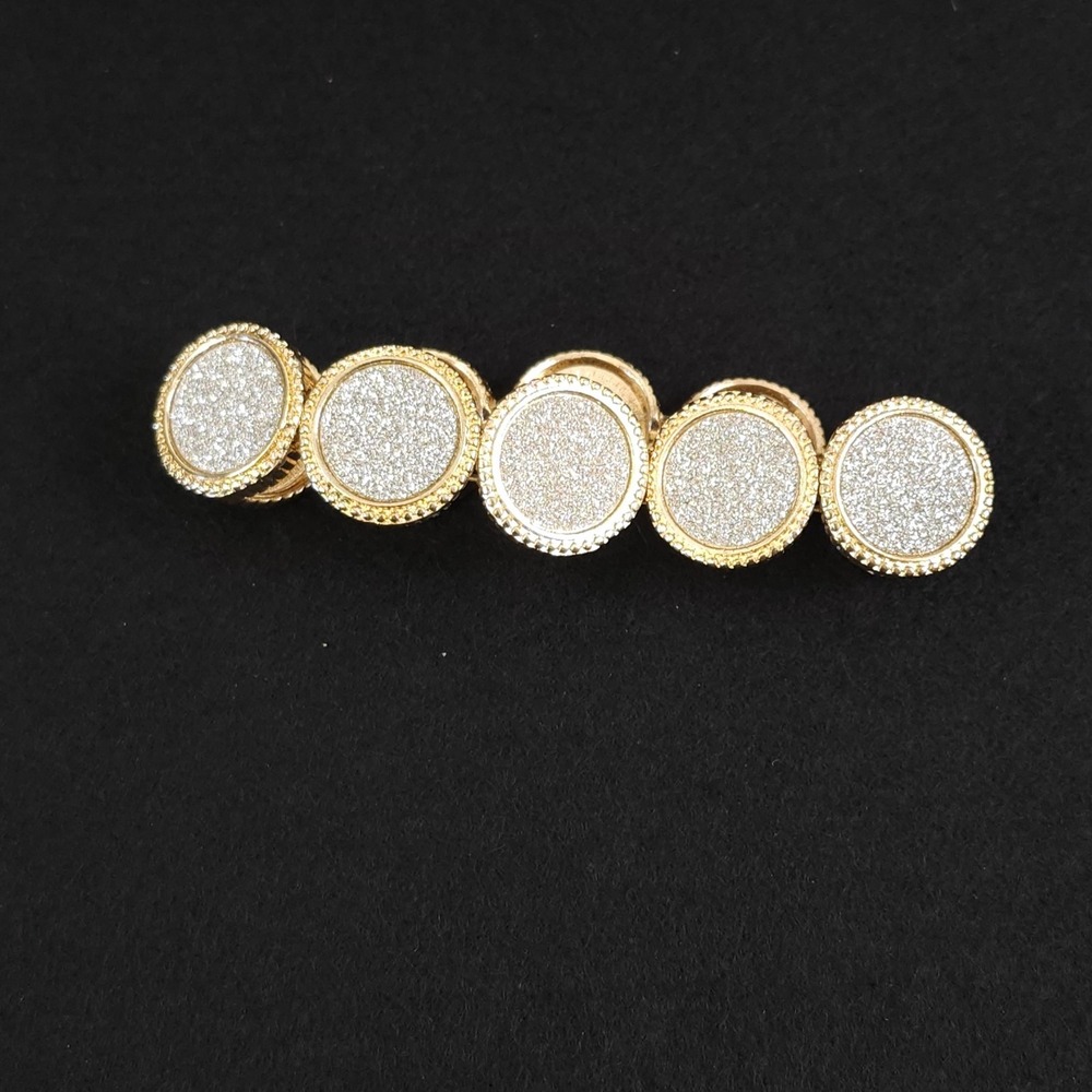 Gold Tone Stretch Bracelet Glitter Panels & Rhinestones Glam Look